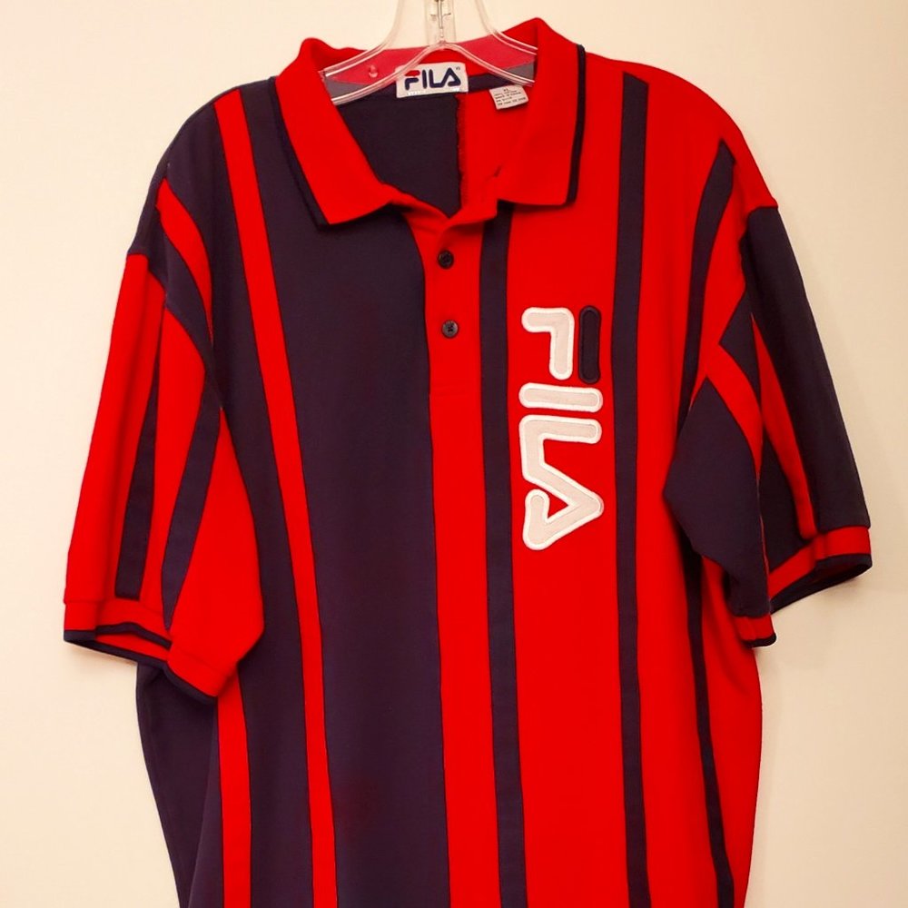Fila Polo Classic Stripe Colorblock Logo Vintage Men's Size XL